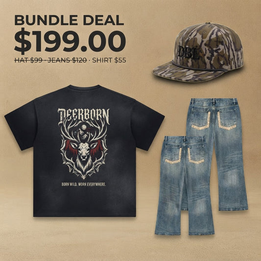 DeerBorn Camo rope Hat + Cow'n back Jeans + Special T-shirt